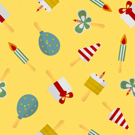 set of attributes birthday. vector format. seamless background.のイラスト素材