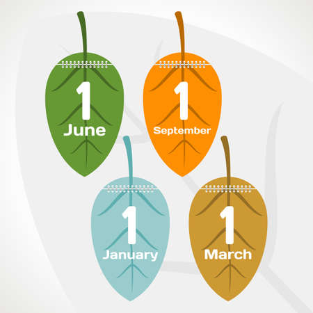 seasons calendar, leaf shape. vector format.のイラスト素材