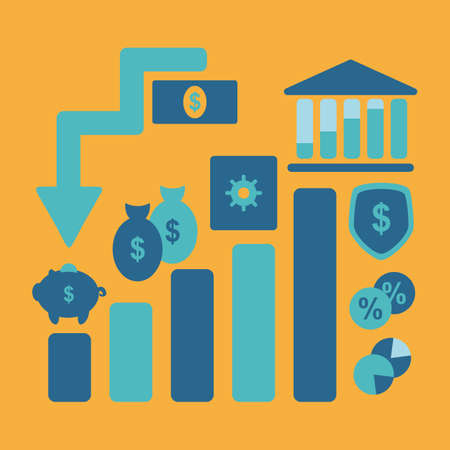 set of financial icons for business. vector format.のイラスト素材