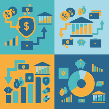 set of financial icons for business. vector format.のイラスト素材