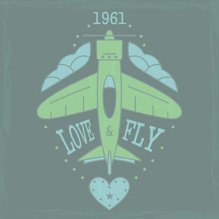 emblem of the airplane, and the flight of love. vector format.のイラスト素材