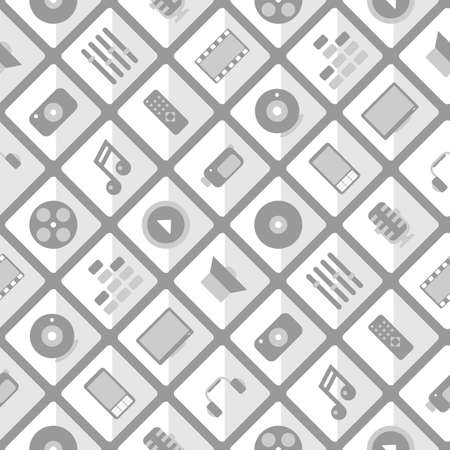 Pattern multimedia. gray color. Vector format. seamlessのイラスト素材