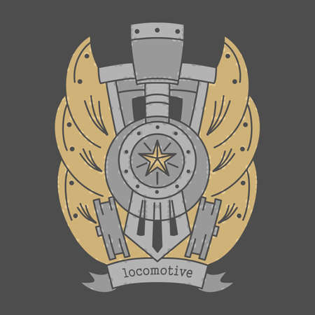 locomotive dark eblem for printing. vector format.のイラスト素材