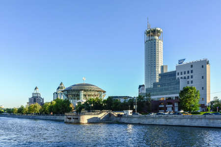 Moscow, Red Hills, modern buildings in the area. Tower of the hotel Swissotel 34 floors, business and office complex on the right, International House of Music (in the center to the left)のeditorial素材