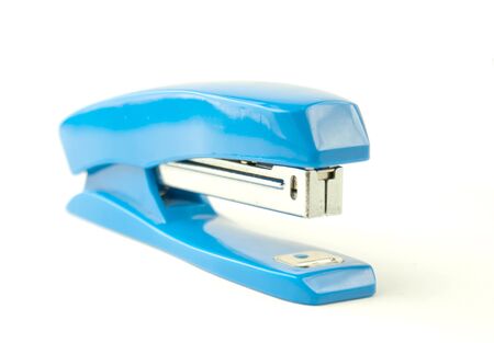 Blue stapler isolated on the white backgroundの写真素材