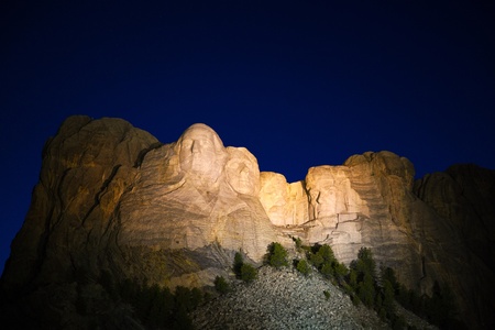 Mount Rushmore monument in South Dakota in the night timeのeditorial素材