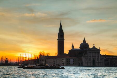 Basilica Di San Giogio Maggiore in Venice at sunriseのeditorial素材