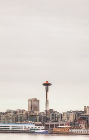Downtown of Seattle as seen from the bayの写真素材