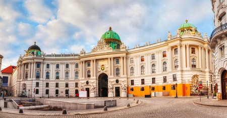 St. Michael's wing of Hofburg Palace in Vienna, Austria early in the morningのeditorial素材