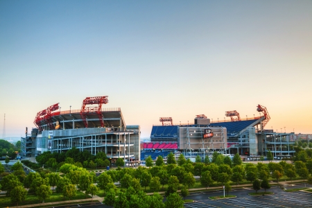 NASHVILLE - APRIL 29: LP Field early in the morning in Nashville on April 29, 2013. The stadium is the home field of the NFL's Tennessee Titans and the Tennessee State University Tigers.のeditorial素材