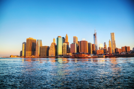 New York City panorama at sunriseの写真素材