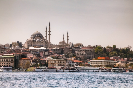 Istanbul cityscape with Suleymaniye Mosque in the morningの写真素材
