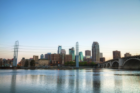 Downtown Minneapolis, Minnesota in the eveningの写真素材