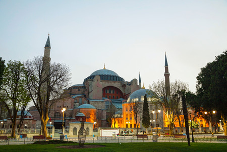 Hagia Sophia in Istanbul, Turkey early in the eveningのeditorial素材