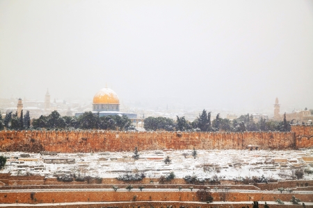 Overview of Old City in Jerusalem, Israel with The Golden Dome Mosqueの写真素材