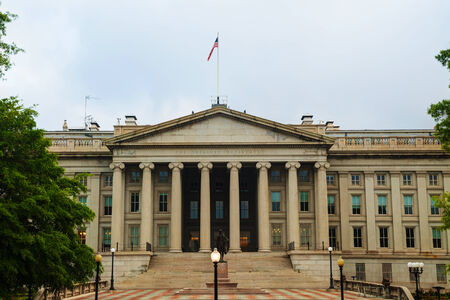 The treasury department building in Washington, DC in the eveningの写真素材