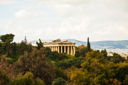 Temple of Hephaestus in Athens, Greece on an overcast dayの写真素材