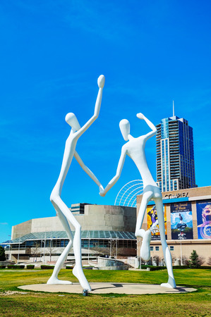 DENVER - May 1, 2014: The Dancers public sculpture on May 1, 2014 in Denver, Colorado. The Dancers was permanently installed in front of the Denver Performing Arts Complex on June 12, 2003.のeditorial素材