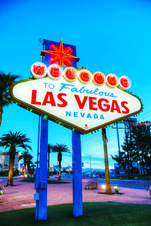 LAS VEGAS - APRIL 19: Welcome to Fabulous Las Vegas sign on April 19, 2014 in Las Vegas, Nevada. It's a Las Vegas landmark funded in May 1959 and erected soon after by Western Neonのeditorial素材