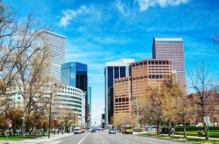 Downtown Denver cityscape on a sunny dayのeditorial素材