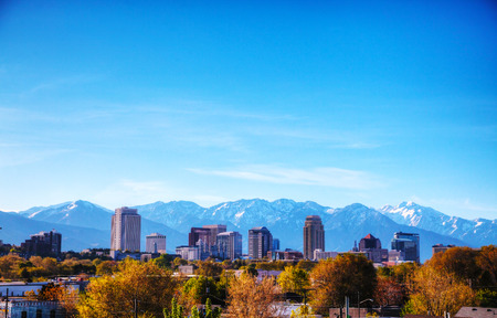 Salt Lake City overview on a sunny dayの写真素材