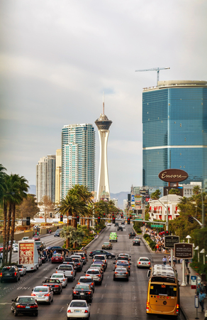 LAS VEGAS - APRIL 19: Las Vegas boulevard in the morning on April 19, 2014 in Las Vegas, Nevada. It's the most populous city in the state of Nevada and the county seat of Clark County.のeditorial素材