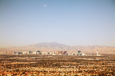 Overview of downtown Las Vegas early in the morningの写真素材
