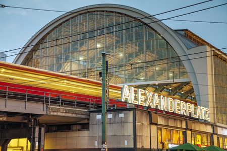 BERLIN - OCTOBER 2: Alexanderplatz subway station on October 2, 2014 in Berlin, Germany. It's a large public square and transport hub in the central Mitte district of Berlin, near the Fernsehturmのeditorial素材