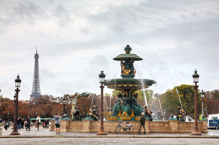 PARIS - OCTOBER 9: Place de la Concorde on October 9, 2014 in Paris, France. It's one of the major public squares in Paris and the largest square in the French capitalのeditorial素材