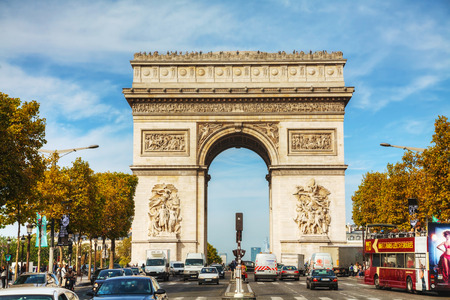 PARIS - OCTOBER 10: The Arc de Triomphe de l'Etoile on October 9, 2014 in Paris, France. It's one of the most famous monuments in Paris and stands in the centre of the Place Charles de Gaulleのeditorial素材