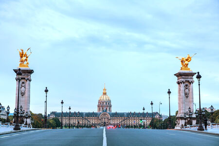 Les Invalides building in Paris ar sunrise