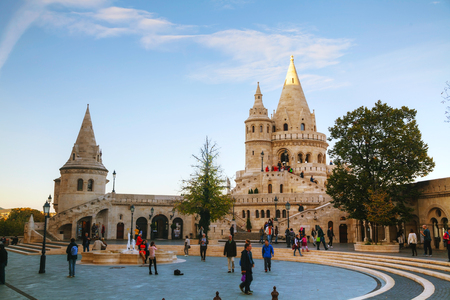 BUDAPEST - OCTOBER 21: Fisherman bastion on October 21, 2014 in Budapest, Hungary. It's a terrace in neo-Gothic and neo-Romanesque style situated on the Buda bank of the Danubeのeditorial素材