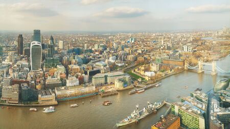 Panoramic aerial overview of London cityのeditorial素材