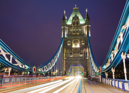 Tower bridge in London, Great Britain at the night timeの写真素材