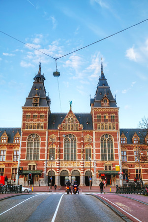 AMSTERDAM - APRIL 16: Netherlands national museum on April 16, 2015 in Amsterdam. The Rijksmuseum is dedicated to arts and history in Amsterdam.のeditorial素材