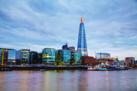 LONDON - APRIL 4: Overview of London with the Shard of Glass on April 4, 2015 in London, UK. Standing 306 metres high, the Shard is currently the tallest building in the European Union.のeditorial素材