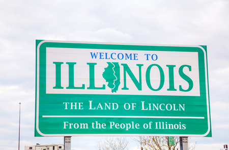 Welcome to Illinois sign at the state borderの写真素材