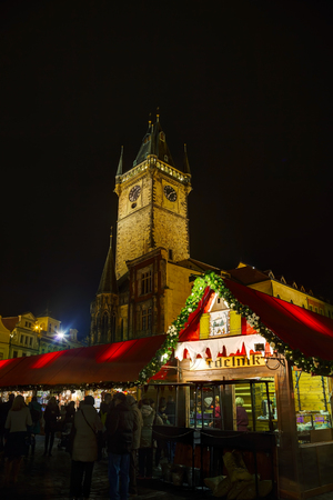 PRAGUE - DECEMBER 2: Decorated for Christmas Old Town Square on December 2, 2015 in Prague, Czech Republic. Prague has been a political, cultural, and economic centre during its 1,100-year existence.のeditorial素材