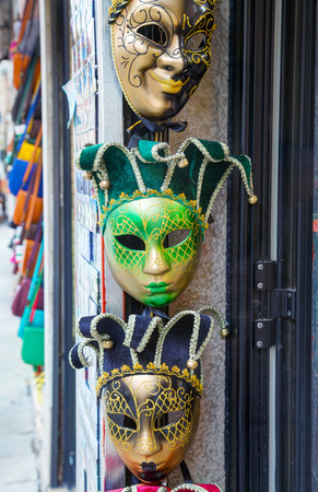 VENICE - NOVEMBER 22: Masquerade Venetian masks on sale on November 22, 2015 in Venice, Italy. The annual Carnival of Venice is world-famed for its elaborate masks.のeditorial素材