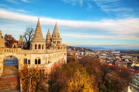Fisherman bastion in Budapest, Hungary at sunriseのeditorial素材