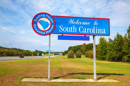 Welcome to South Carolina sign at he state borderの写真素材