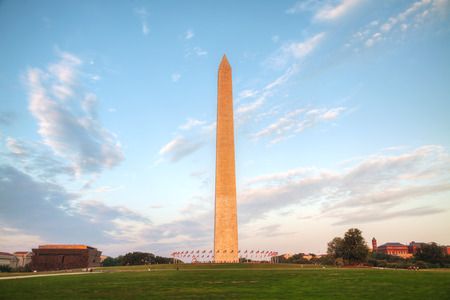Washington Memorial monument in Washington, DC in the eveningのeditorial素材