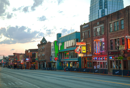 NASHVILLE - AUGUST 28: Downtown Nashville on August 28, 2015 in Nashville, TN. Nashville is the capital of the State of Tennessee and the county seat of Davidson County.