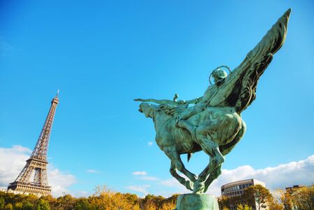 Cityscape with the Eiffel tower in Paris, Franceの写真素材