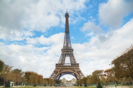Cityscape of Paris with the Eiffel tower on a sunny day