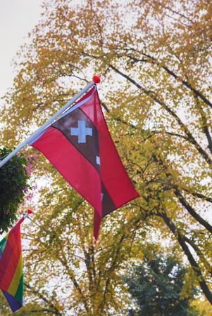 Official flag of Amsterdam cityの写真素材