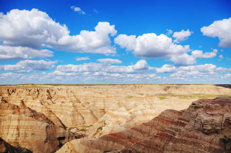 Scenic view at Badlands National Park, South Dakota, USA on acloudy dayの写真素材