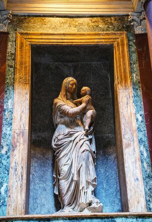 ROME - DECEMBER 12: Raphael and Maria Bibbiena tomb in the Pantheon on December 12, 2019 in Rome, Italyのeditorial素材