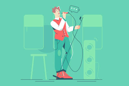 Stylish guy speaks into microphoneのイラスト素材