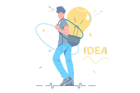 Guy carry smart idea behindのイラスト素材